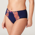 PrimaDonna Devdaha Full Brief – side angle showing full coverage fit with pink floral detail and smooth mesh sides.