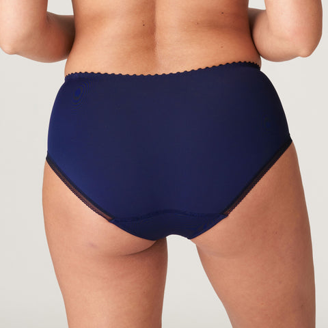 Back view of Devdaha Full Brief in Velvet Blue – seamless finish with full bottom coverage for a flattering silhouette.