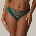 PrimaDonna Springdale Rio Bikini Briefs in Jasper Green with embroidered front panel, seamless edges, and full back coverage.