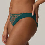 PrimaDonna Springdale Rio Bikini Briefs in Jasper Green with embroidered front panel, seamless edges, and full back coverage.