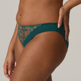 PrimaDonna Springdale Rio Bikini Briefs in Jasper Green with embroidered front panel, seamless edges, and full back coverage.