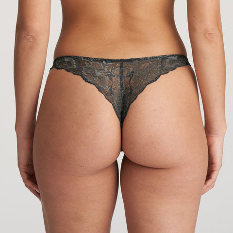 Back view of the Manyla Thong Brief Night Grey by Marie Jo – delicate lace finish.