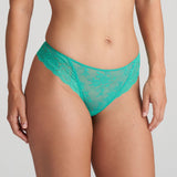Side angle of the Melipha lace thong, emphasizing delicate lace details and smooth fit on hips.
