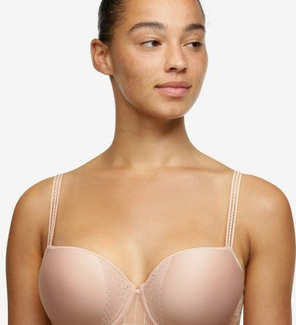 Front view of the Maddie Half Cup Memory Bra in Soft Pink by Passionata, featuring floral lace and memory foam—available at The Foundation Australia.