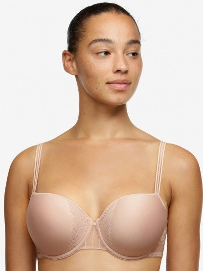Front view of the Maddie Half Cup Memory Bra in Soft Pink by Passionata, featuring floral lace and memory foam—available at The Foundation Australia.