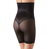 Back view of Janira Silueta Underbust Bermuda Pant Black 2XL showing breathable stretch tulle for smoothing and invisible support.