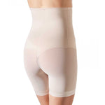 back view of Janira shapewear Bermuda pant in nude colour with seamless construction and breathable tulle fabric.