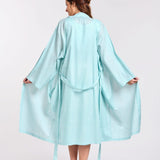 Cotton Gingham Print Robe Aqua