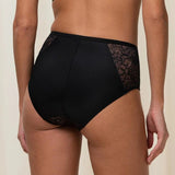 Back view of black Amourette Charm brief with sheer tulle and shaping tummy panel.
