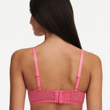 Back view of the Pila Wirefree T-Shirt Bra in Love Pink/Peach highlighting lace panel and comfort fit – The Foundation lingerie.