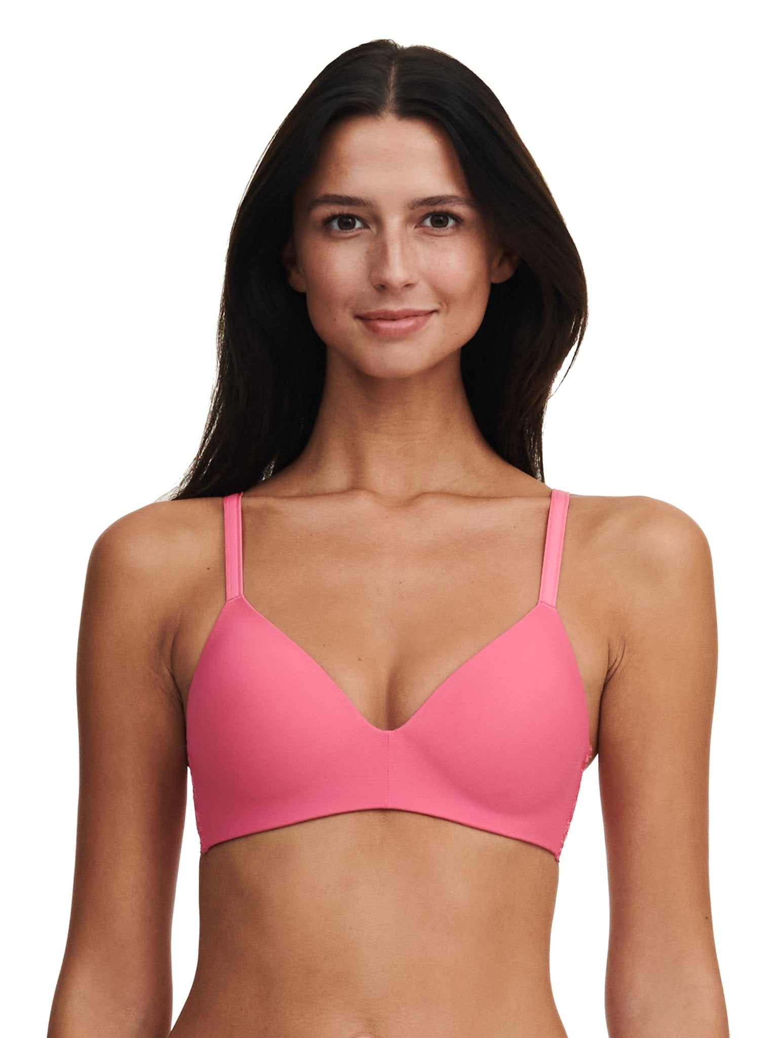 Front view of the Pila Wirefree T-Shirt Bra in Love Pink/Peach with adjustable straps – from The Foundation collection.