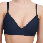 Close-up of the Pila Wirefree Bra by Passionata, showing structured cups and ultra-soft fabric in rich blue tone.