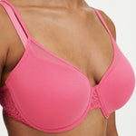 side view of the Pila Spacer Bra in Love Pink/Peach featuring soft tulle and full coverage – The Foundation.