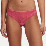 Front view of the Pila Tanga Brief in Love Pink/Peach featuring floral lace and soft waistband – The Foundation.