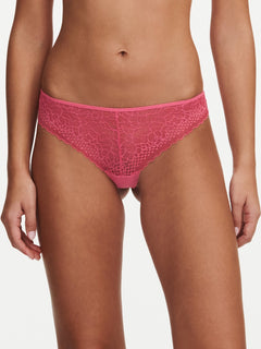 Front view of the Pila Tanga Brief in Love Pink/Peach featuring floral lace and soft waistband – The Foundation.