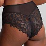 Back view of Panache Allure Full Brief Black, showing flattering high waist and intricate lace detailing.