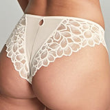 Back view of Allure Brazilian Brief Ivory by Panache, showing flirty keyhole cut out and lace detailing.