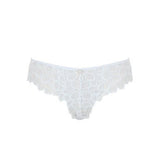 Product flat lay of Allure Brazilian Brief Ivory by Panache, medium coverage lace brief with cotton gusset.