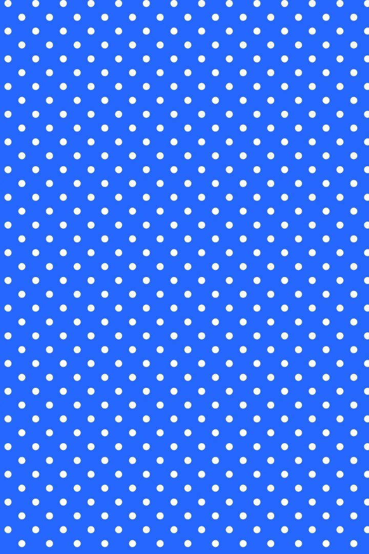 Blue fabric with white polka dots