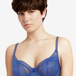 Front view of Maddie Half Cup Bra in Sailor navy lace – The Foundation