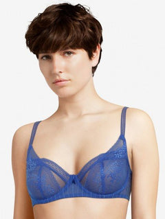 Front view of Maddie Half Cup Bra in Sailor navy lace – The Foundation