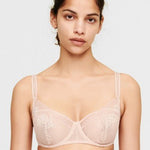 Front view of Maddie Half Cup Bra in Soft Pink lace – The Foundation