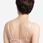 Back view of the Manhattan Non Wire Triangle Bra in Talc, showcasing striped-look band and wireless fit.