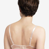 Back view of the Manhattan Non Wire Triangle Bra in Talc, showcasing striped-look band and wireless fit.