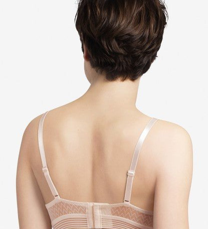 Back view of the Manhattan Non Wire Triangle Bra in Talc, showcasing striped-look band and wireless fit.