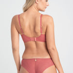 Back view of Perla Soft High Apex Bra Rosy, showcasing contour fit and support—shop Samanta lingerie at The Foundation.