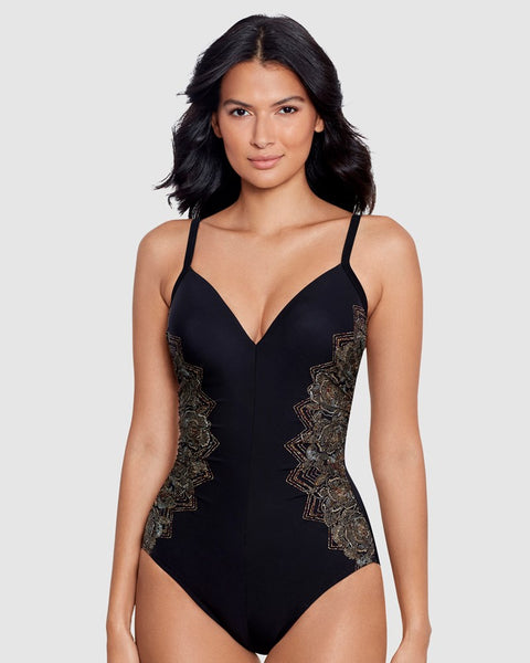 Petal Pusher Temptation Underwire Low Back Swimsuit Black