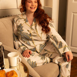 Piper Floral Print L/S Wide Leg Pyjama Set White