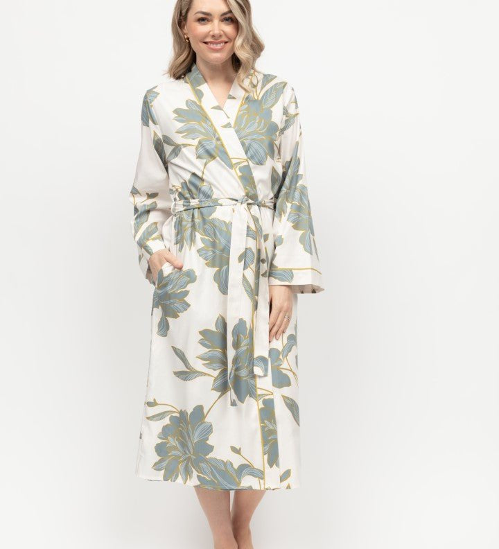 cotton modal dressing gown. cotton bathrobe. cotton modal robe. summer lightweight robe