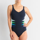 Rozella Triangle Splice One Piece Swimsuit Navy