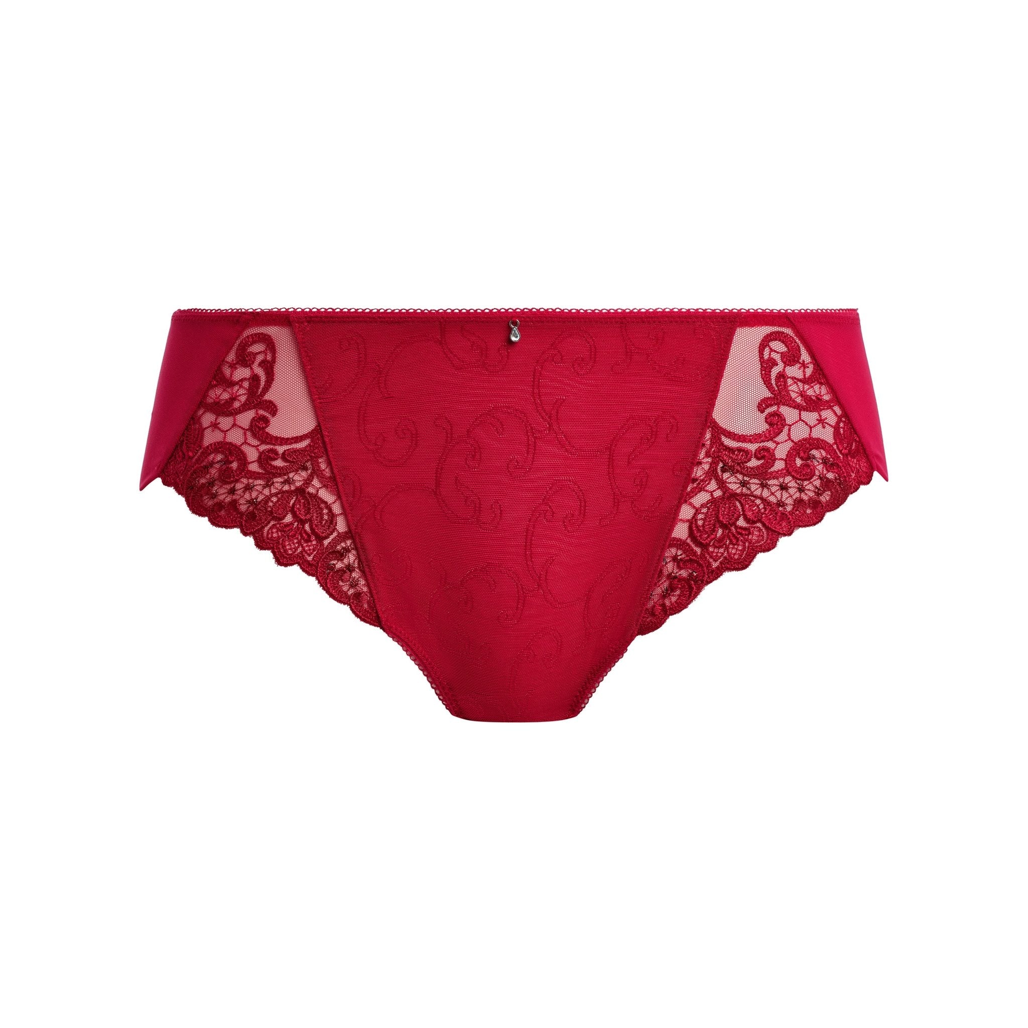 beautiful red lace full brief, red lave brief with seamless coverage, red lace full brief with no panty line rear