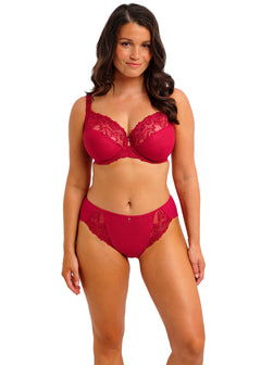 stunning red lace bra, Fantasie red lacy bra, Red lace bra for fuller cups, large bust size red bra