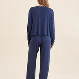 Soft Modal Long Sleeve Top/Pant Lounge Set Navy Melange