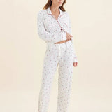 Kate Modal Soft Full Length PJ Set Ecru Hearts