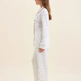 Kate Modal Soft Full Length PJ Set Ecru Hearts