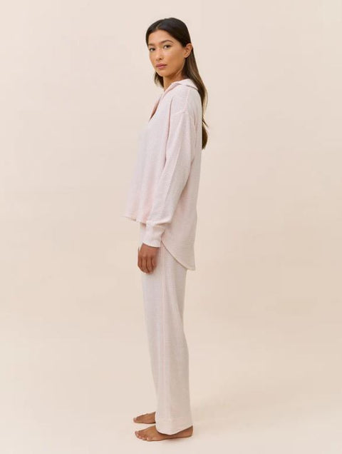 Supersoft Waffle Open Collar Lounge Set Winter Rose