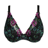 Prima Donna San Angel Plunge Bra in Peacock Feather, dramatic plunge and vibrant feather lace, detailed embroidery captured by The Foundation.