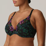 Side angle of Prima Donna San Angel Plunge Bra Peacock Feather, showing the youthful silhouette and sculpted support from The Foundation.