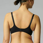 Back view of Reve 3D Plunge Contour Bra Black, displaying microfiber sides and adjustable straps