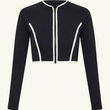 India Hicks Bound Zip Front Crop Top Black