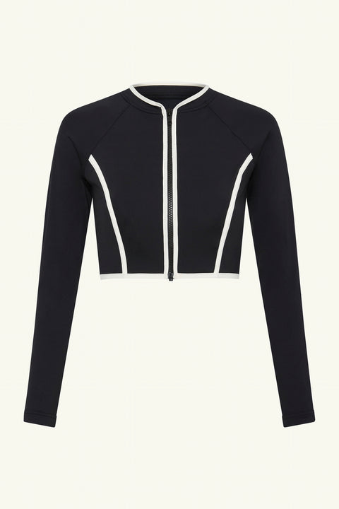 India Hicks Bound Zip Front Crop Top Black