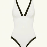 India Hicks Border One Piece Swimsuit Coconut