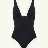 India Hicks Border One Piece Swimsuit Black