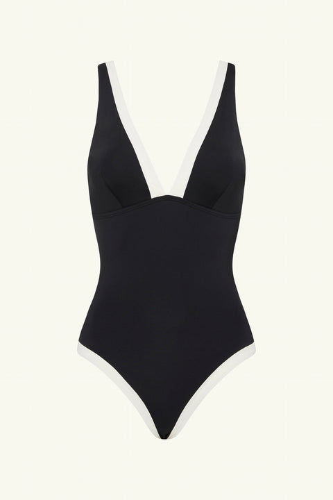 India Hicks Border One Piece Swimsuit Black