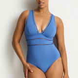Essentials Edit Spliced One Piece Swimsuit Denim Blue