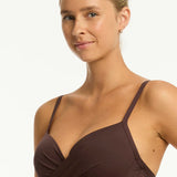 Essentials Edit Cross Front Moulded Underwire Bra Top Cocoa